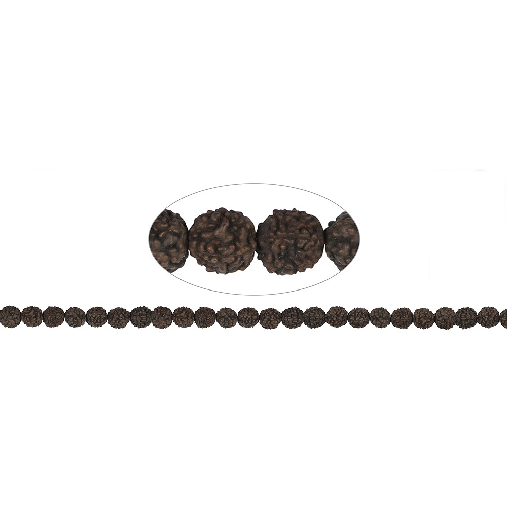 Rang de collier boules, Rudraksha (noir/marron foncé), 08mm | Marco Schreier