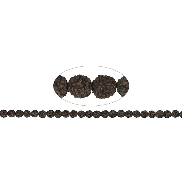 Rang de collier boules, Rudraksha (noir/marron foncé), 08mm | Marco Schreier