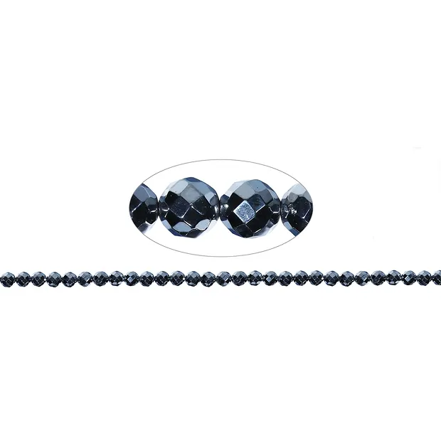 Rang de colliers boules, silicium (synt.), à facettes, 04mm | Marco Schreier