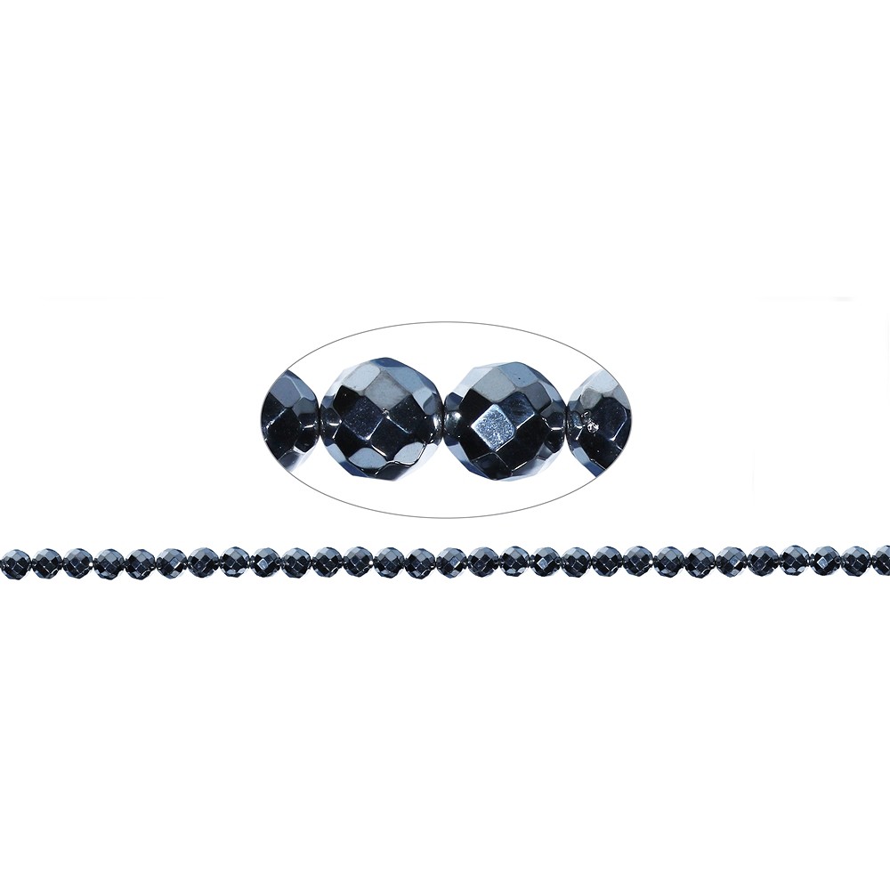 String Beads, silicon (synt.), faceted, 06mm | wholesaler gems & healing stones