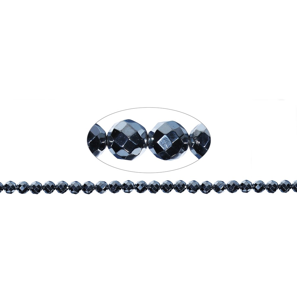 String Beads, silicon (synt.), faceted, 08mm | wholesaler gems & healing stones