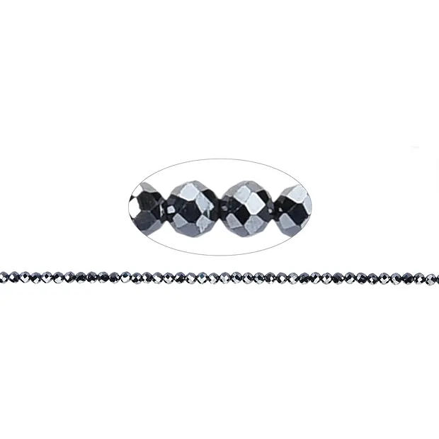 String Beads, silicon (synt.), faceted, 02.5mm | gems, healing stones & jewelry