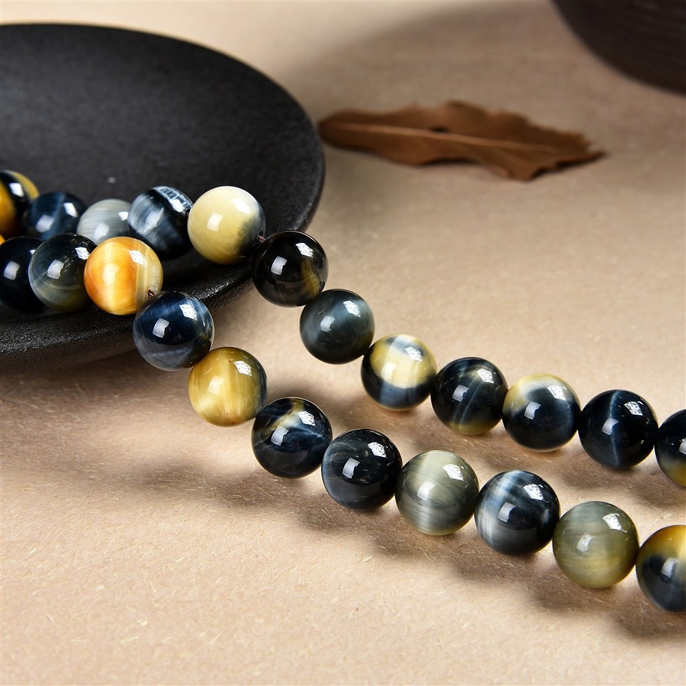 Strang Kugeln, Tigerauge (weiß, gelb, blau), 10mm (39cm) | Marco Schreier