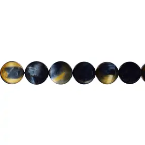 Rang de collier boules, Oeil-de-tigre (blanc, jaune, bleu), 10mm (39cm) | Marco Schreier