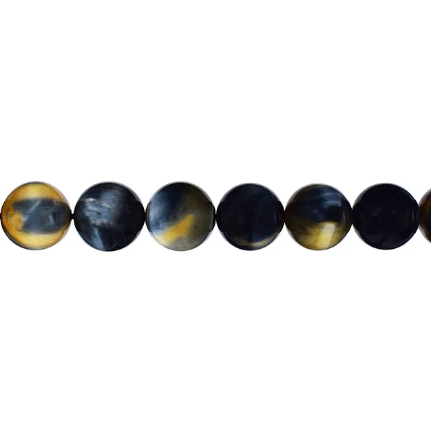 Rang de collier boules, Oeil-de-tigre (blanc, jaune, bleu), 10mm (39cm) | Marco Schreier