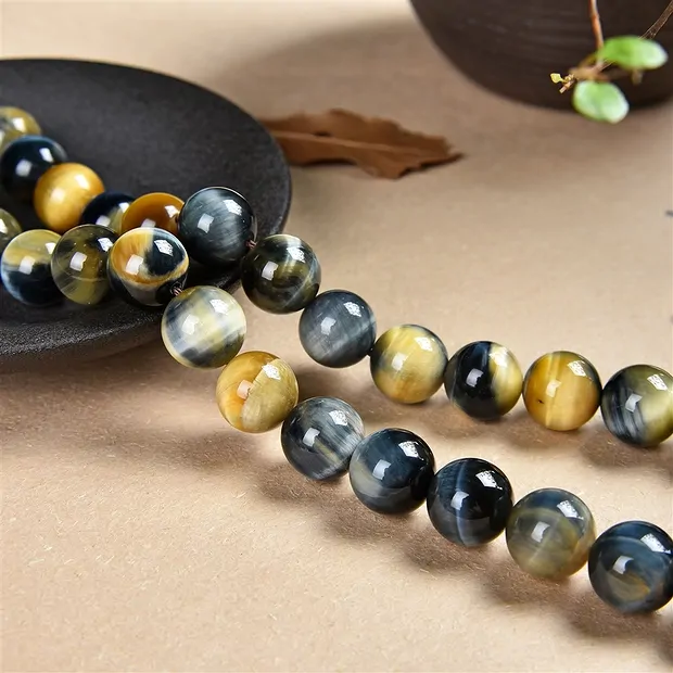 String Beads, Tiger's Eye (white, yellow, blue), 12mm | Marco Schreier