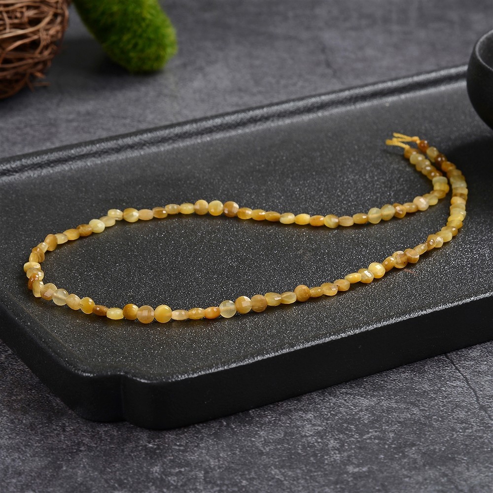 Moneda en tiras, Ojo de tigre (amarillo), facetado, 04 x 02mm (39cm) | Marco Schreier