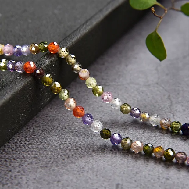 String Beads, Cubic Zirconia colorful (synt.), faceted, 02,0mm (38cm) | Marco Schreier