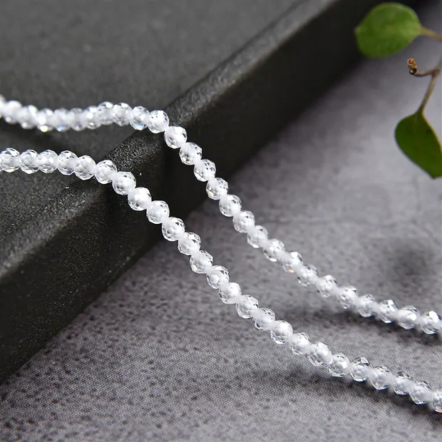 String Beads, Cubic Zirconia white (synt.), faceted, 03mm (38cm) | Marco Schreier