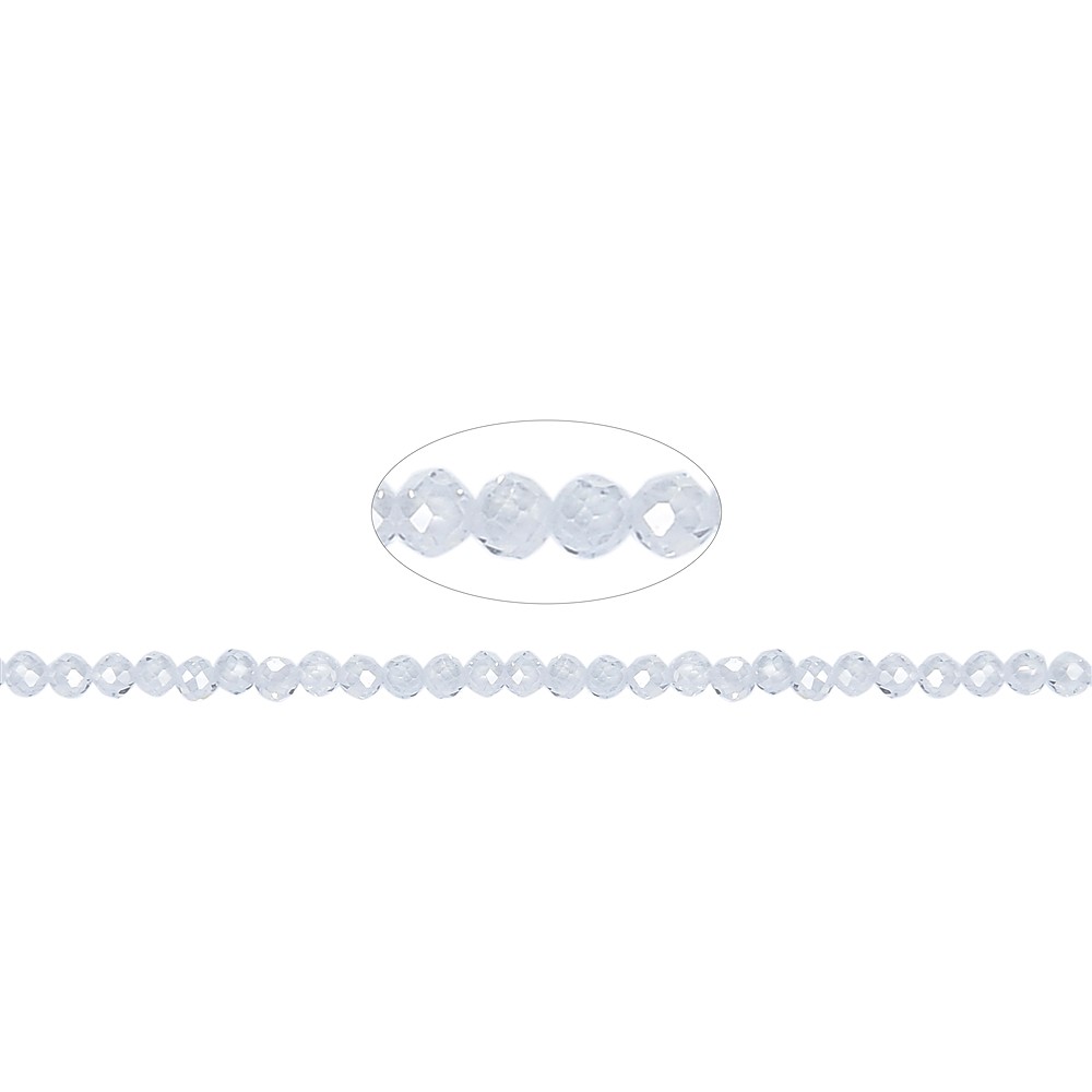 String Beads, Cubic Zirconia white (synt.), faceted, 03mm (38cm) | Marco Schreier