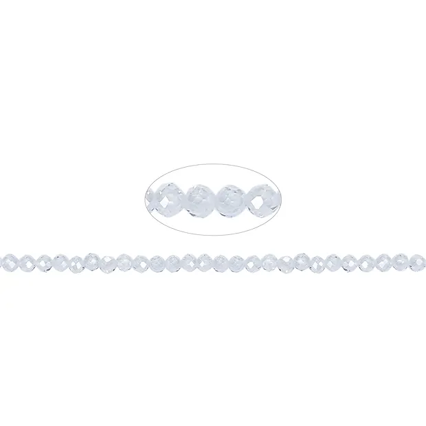 Cuentas de piedras preciosas, Circonia cúbica blanca (sint.), facetada, 03mm (38cm) | Marco Schreier
