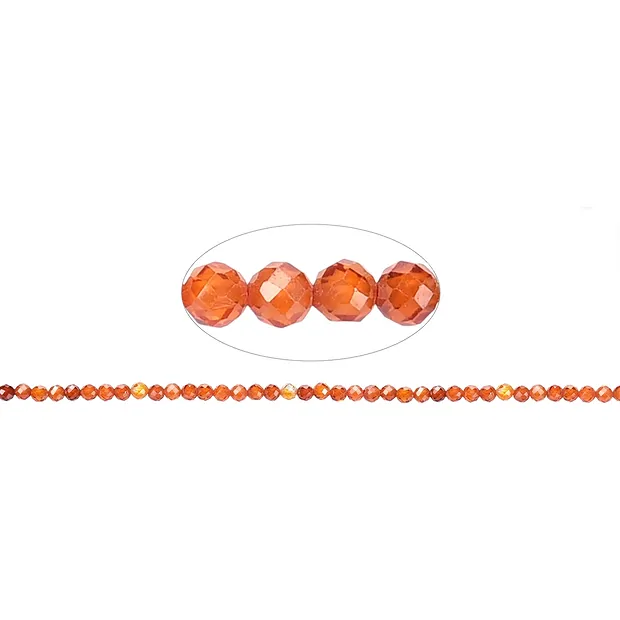Filo di perline, Zircone cubico arancione (sint.), sfaccettato, 03 mm (38 cm) | Marco Schreier