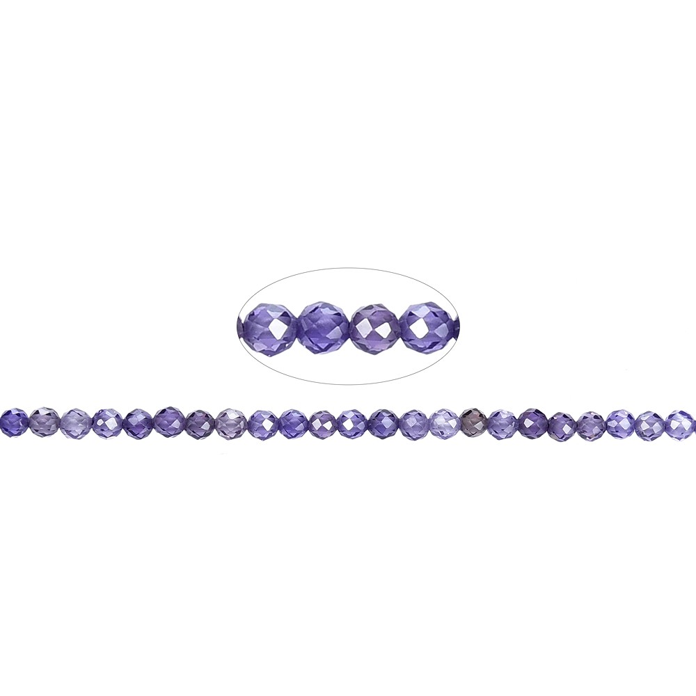 Cuentas de piedras preciosas, Circonia cúbica violeta (sint.), facetada, 03mm (38cm) | Marco Schreier