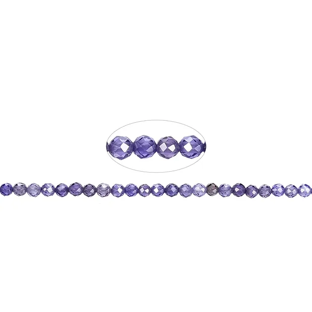 Rang de collier boules, Zircon cubique violet (synt.), facetté, 03mm (38cm) | Marco Schreier