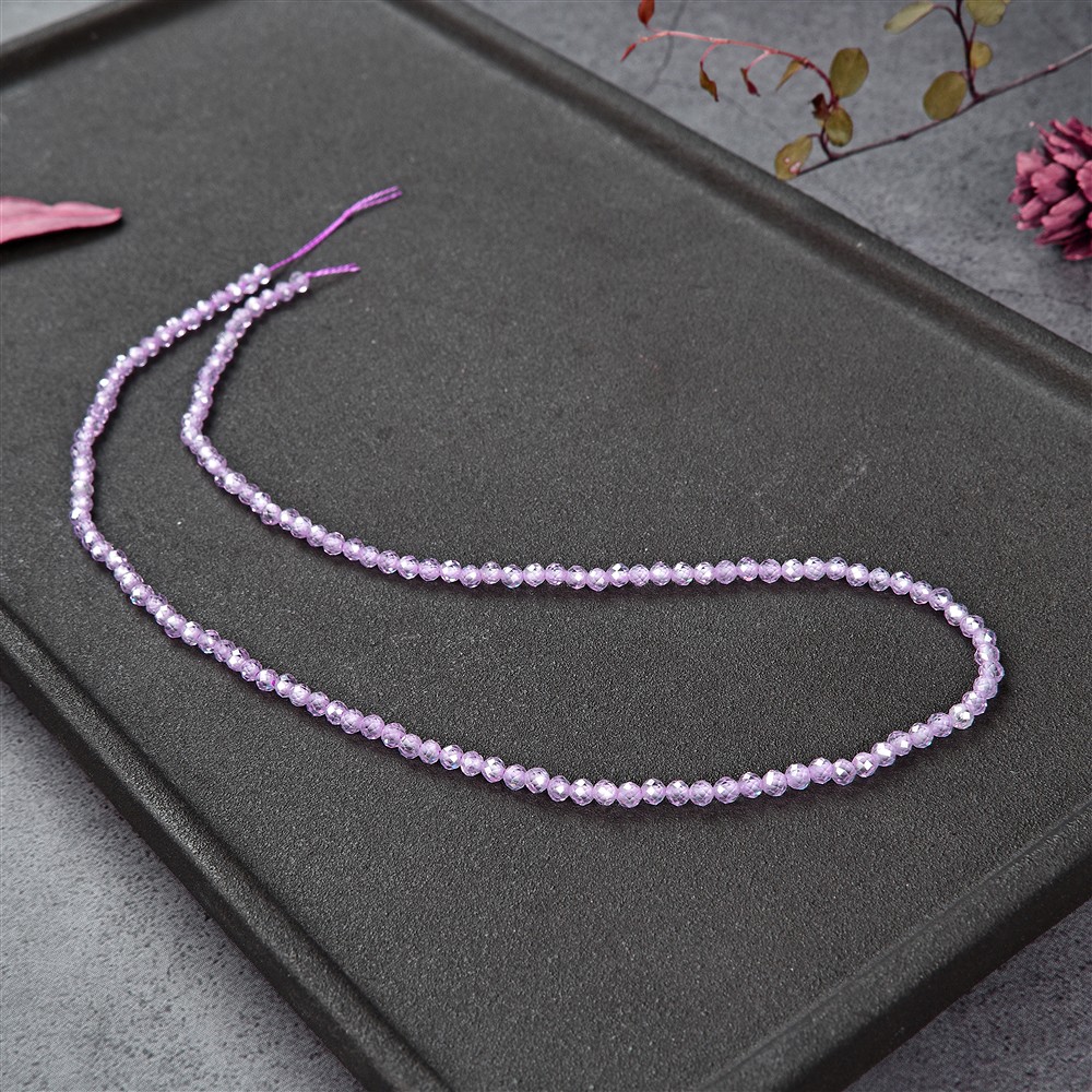String Beads, Cubic Zirconia Lavender (synt.), faceted, 03mm (38cm) | Marco Schreier