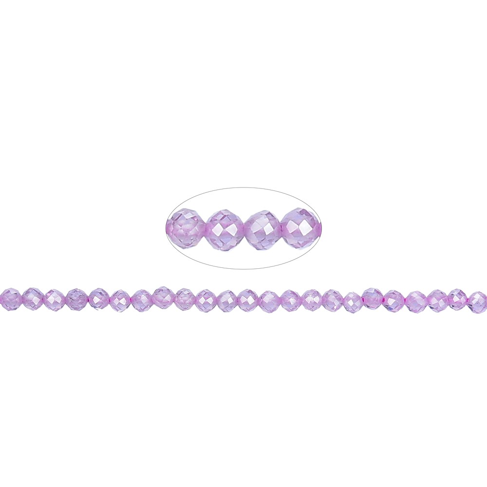 String Beads, Cubic Zirconia Lavender (synt.), faceted, 03mm (38cm) | Marco Schreier