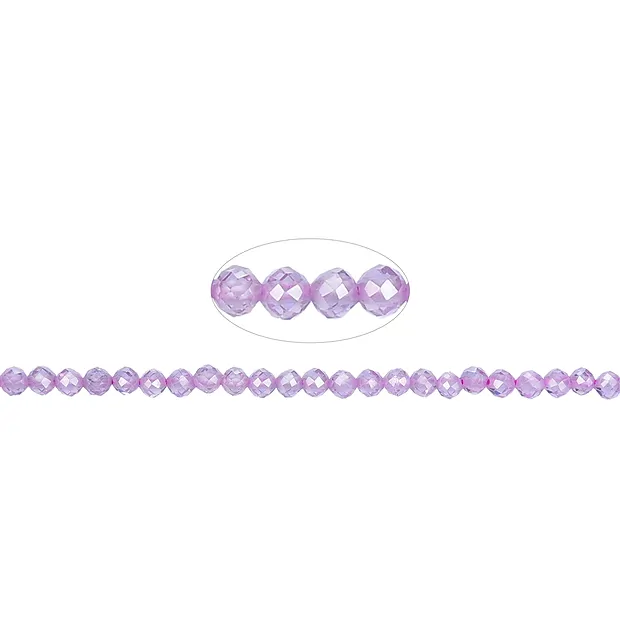 Cuentas de piedras preciosas, Circonia cúbica lavanda (sint.), facetada, 03mm (38cm) | Marco Schreier