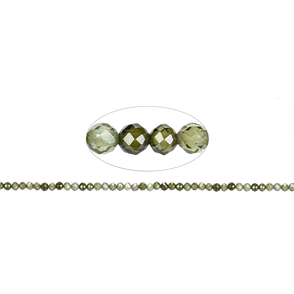 String Beads, Cubic Zirconia green (synt.), faceted, 02,5mm (38cm) | Marco Schreier