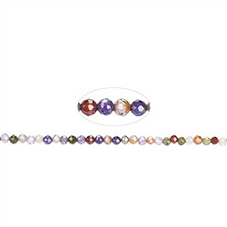 145500111425 Rang de collier boules, Zircon cubique multicolore (synt.), facett&#xE9;, 02,5mm (38cm) | Marco Schreier