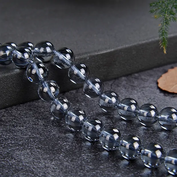 String Beads, Silver Aura Quartz, 06mm | Schreier gems, healing stones & jewelry