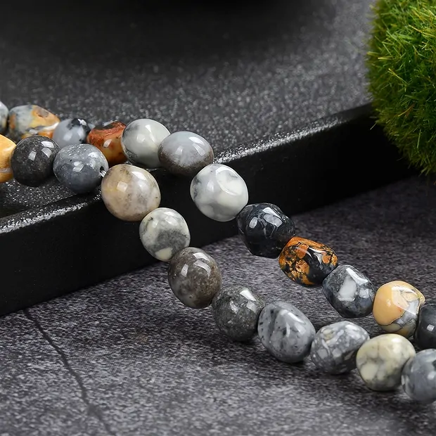 Rang de colliers Nuggets, Jaspe Maligano, 09 - 10mm (39cm) | Marco Schreier