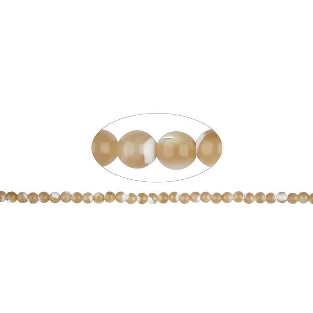 Rang de colliers boules, nacre (jaune-brun), 06mm | Marco Schreier