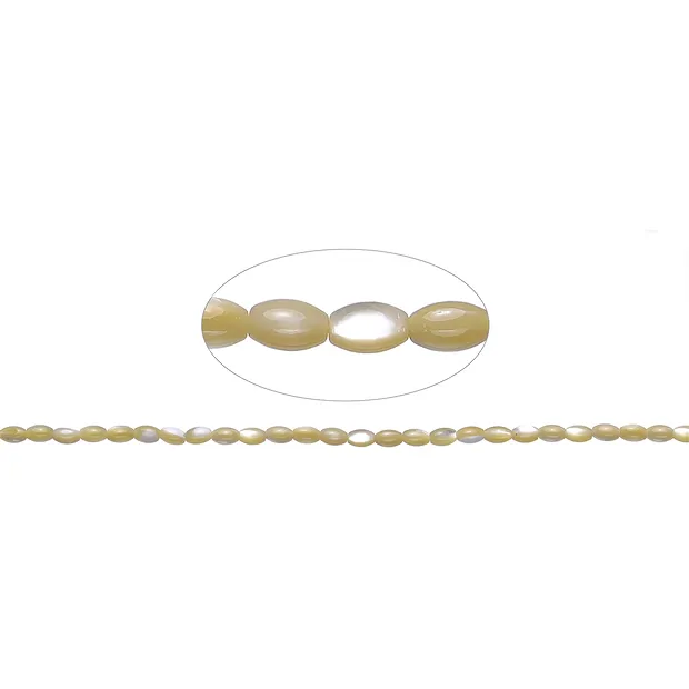 Rang de colliers grain de riz, nacre (jaune), 05 x 03mm | Marco Schreier