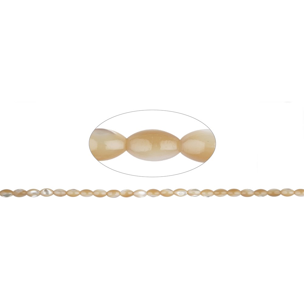 Filo di chicchi di riso, madreperla (giallo-marrone), 08 x 05 mm (41 cm) | Marco Schreier