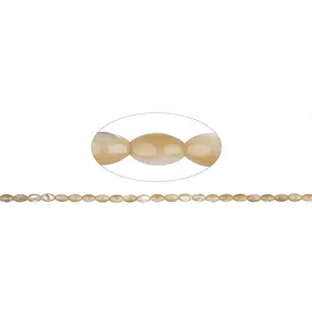 Rang de colliers grain de riz, nacre (jaune-brun), 08 x 05mm (41cm) | Marco Schreier