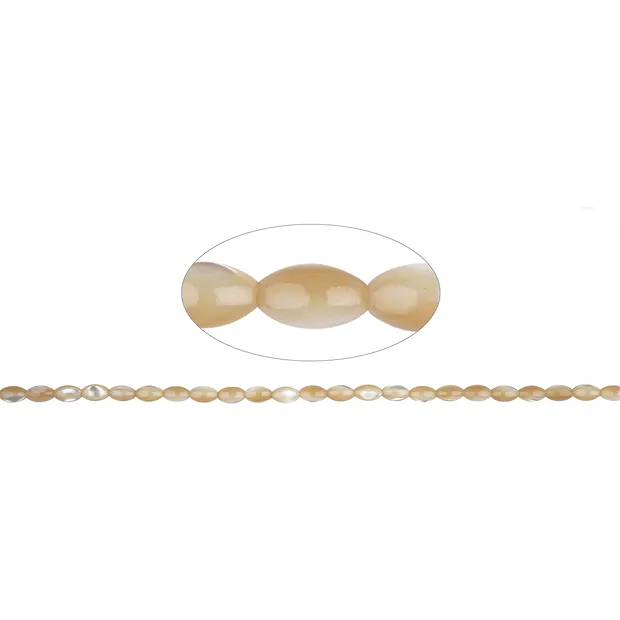 Strang Reiskorn, Perlmutt (gelbbraun), 08 x 05mm (41cm) | Marco Schreier