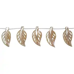 145881106220 Rang de colliers feuilles, nacre (jaune brun), 20 x 40mm | Marco Schreier