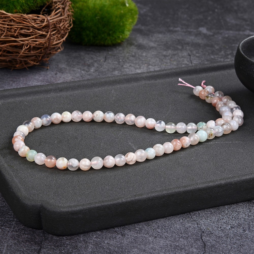 Strang Kugeln, Kirschblüten-Achat, 06mm (39cm) | Marco Schreier