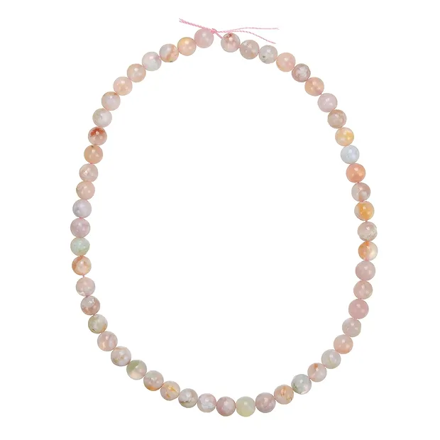 Rang de collier boules, Agate fleur de cerisier, 08mm (39cm) | Marco Schreier