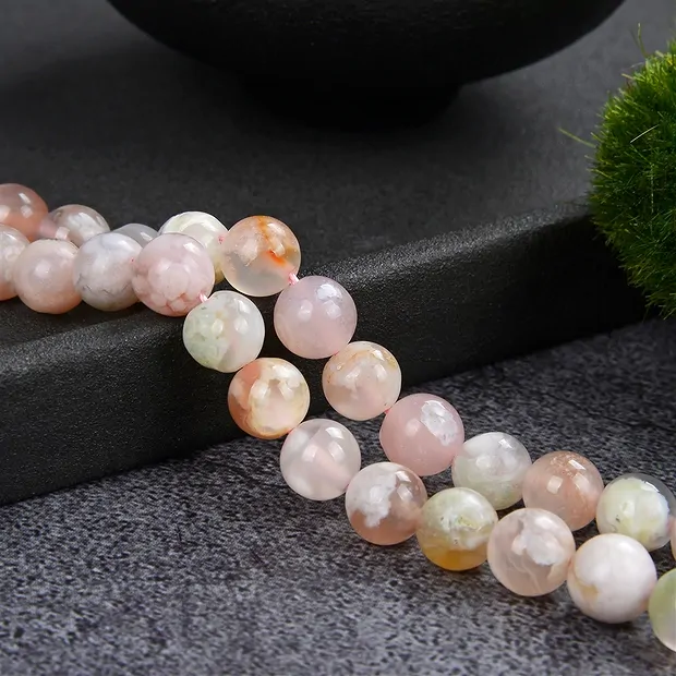 String Beads, Cherry Blossom Agate, 08mm (39cm) | gems, healing stones & jewelry