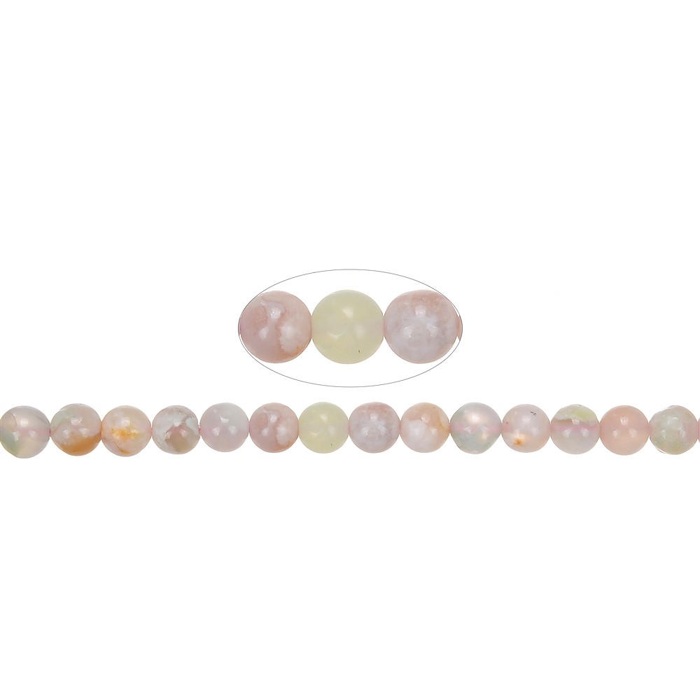 Cuentas de piedras preciosas, Ágata flor de cerezo, 08mm (39cm) | Marco Schreier