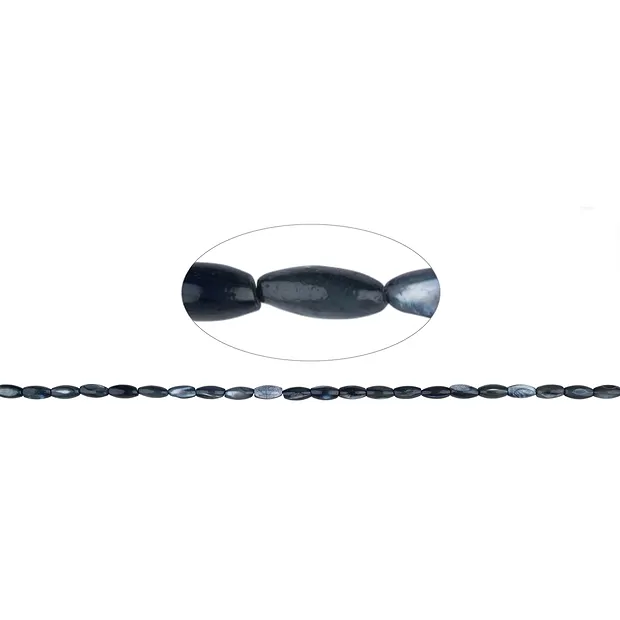 Rang de colliers grain de riz, nacre (grise), 08 x 04mm | Marco Schreier