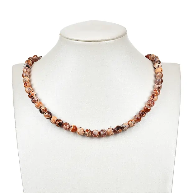 Rang de collier boules, Agate (Agate de Mongolie), 08mm (38cm) | Marco Schreier