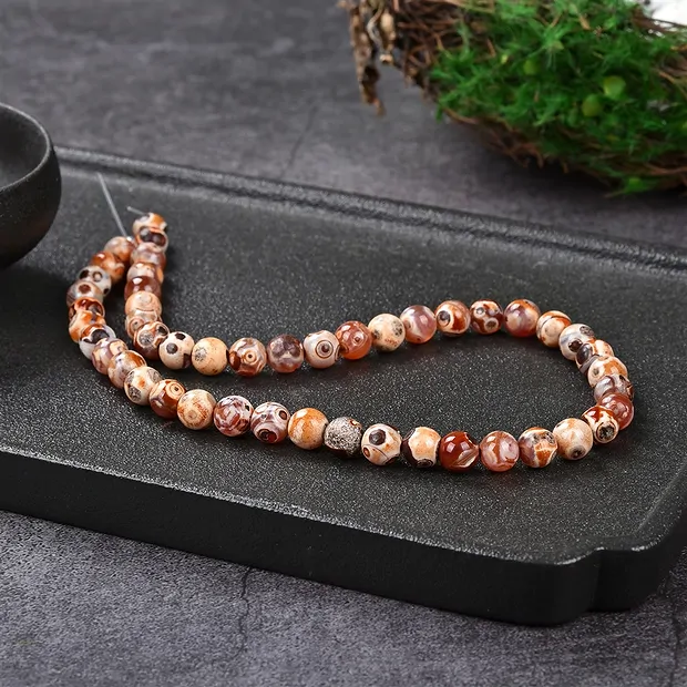 Rang de collier boules, Agate (Agate de Mongolie), 08mm (38cm) | Marco Schreier