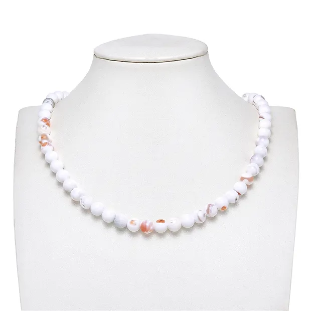 Rang de collier boules, Agate (Agate (blanche) de Mongolie), 08mm (38cm) | Marco Schreier