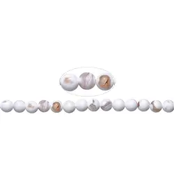 146260100724 Rang de collier boules, Agate (Agate (blanche) de Mongolie), 08mm (38cm) | Marco Schreier