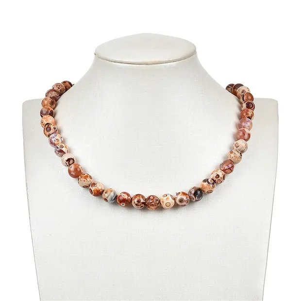 Rang de collier boules, Agate (Agate de Mongolie), 10mm (38cm) | Marco Schreier