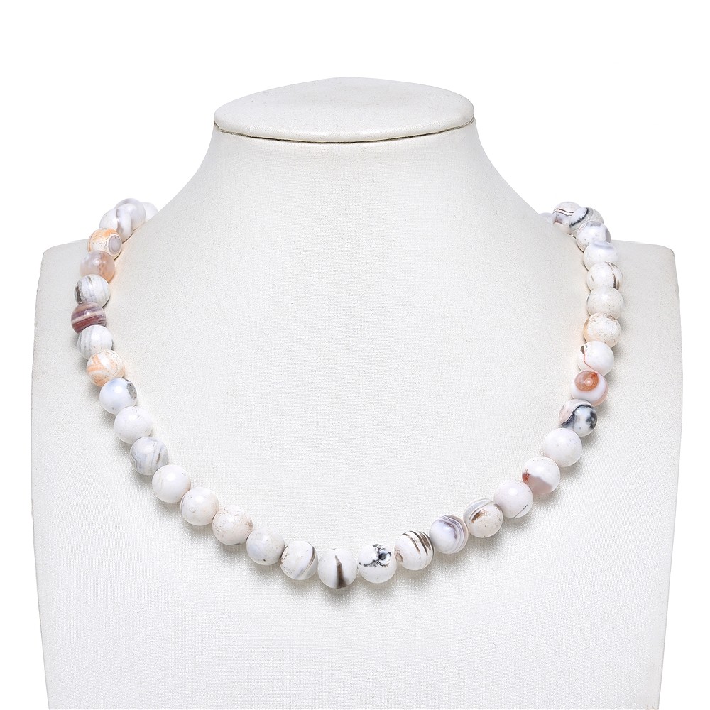 String Beads, Agate (white), 10mm (38cm) | wholesaler gems & healing stones