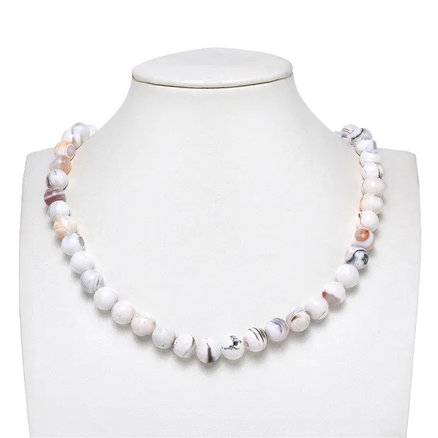String Beads, Agate (white), 10mm (38cm) | wholesaler gems & healing stones