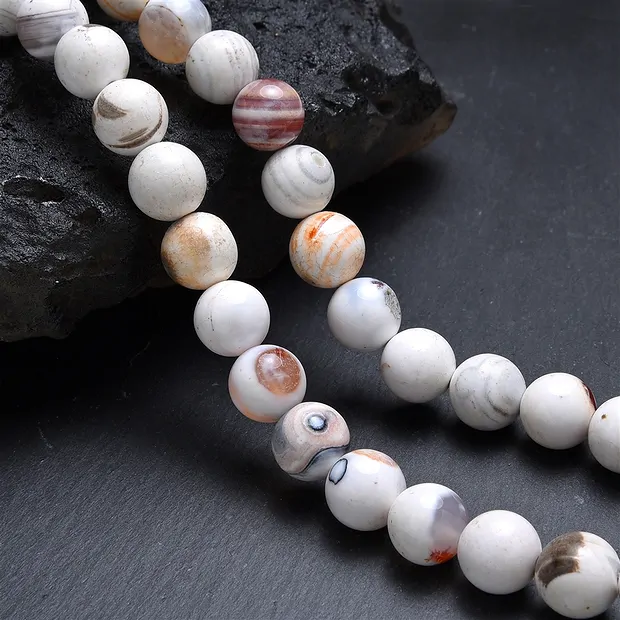 String Beads, Agate (white), 10mm (38cm) | wholesaler gems & healing stones