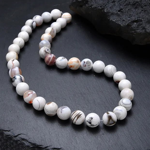 String Beads, Agate (white), 10mm (38cm) | wholesaler gems & healing stones