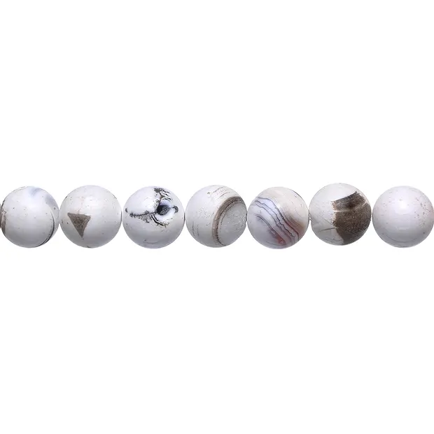 Rang de collier boules, Agate (Agate (blanche) de Mongolie), 10mm (38cm) | Marco Schreier