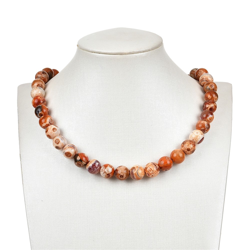 Rang de collier boules, Agate (Agate de Mongolie), 12mm (38cm) | Marco Schreier
