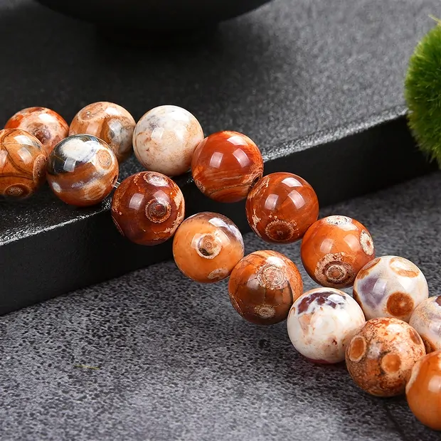 Rang de collier boules, Agate (Agate de Mongolie), 12mm (38cm) | Marco Schreier