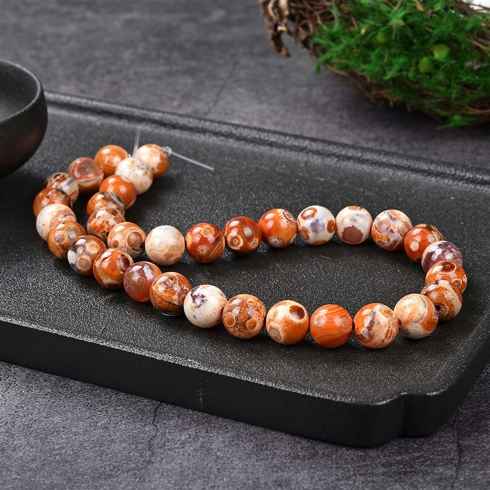Rang de collier boules, Agate (Agate de Mongolie), 12mm (38cm) | Marco Schreier