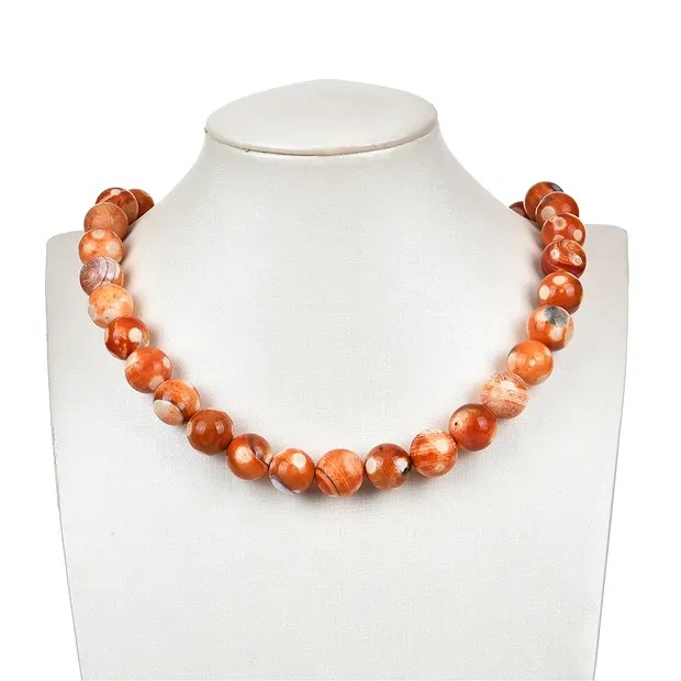 Rang de collier boules, Agate (Agate de Mongolie), 14mm (38cm) | Marco Schreier